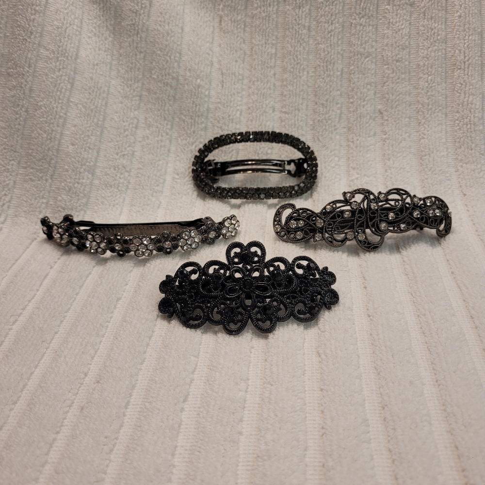 Bundle of 4 Rhinestone Scunci Rhinestone Barrettes NWOT